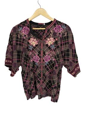 Johnny Was Roylane embroidered floral Blouse small